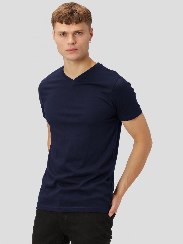 Gnious - Basic v-neck t-shirt i navy - Herre - Small