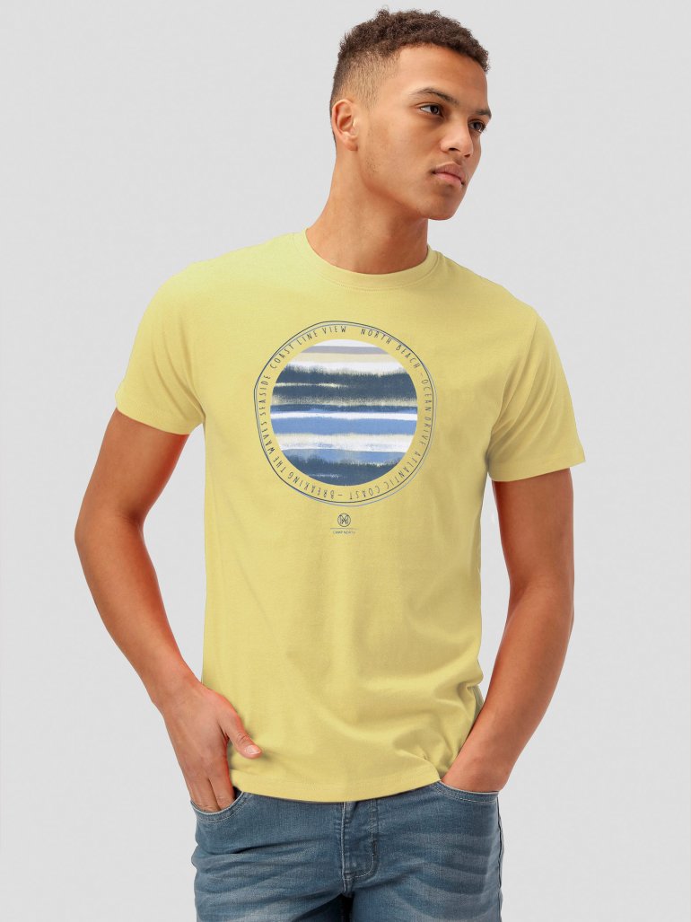 Marcus - Priga print t-shirt i gul - Herre - XL