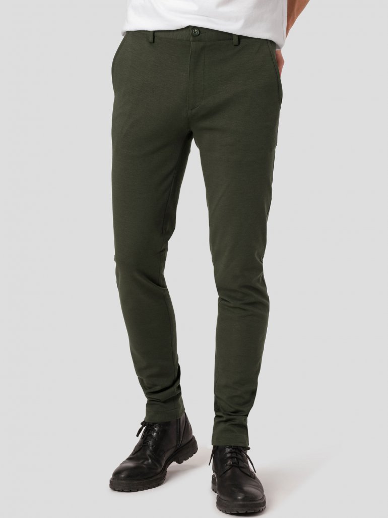 Amato premium performance pants slim fit i grøn - Herre - 26/30 - Stretch bukser