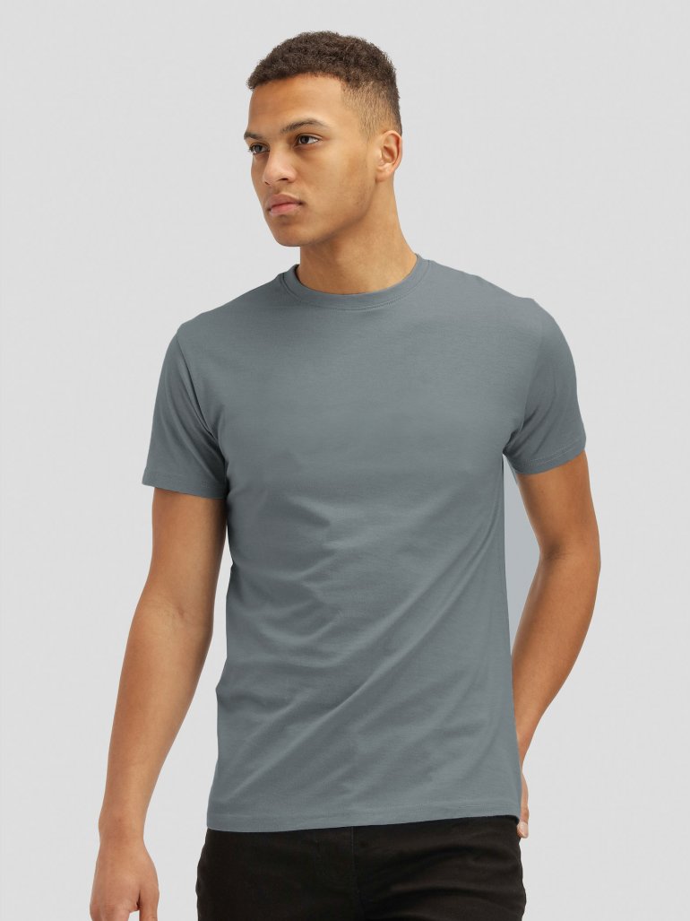 Marcus - Økologisk basic t-shirt i blå/grå - Herre - Large