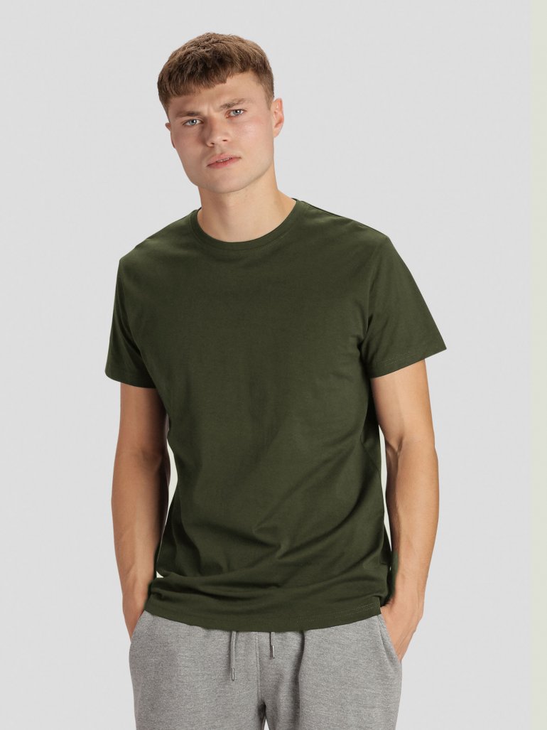 Marcus - Økologisk basic t-shirt i oliven - Herre - 2XL