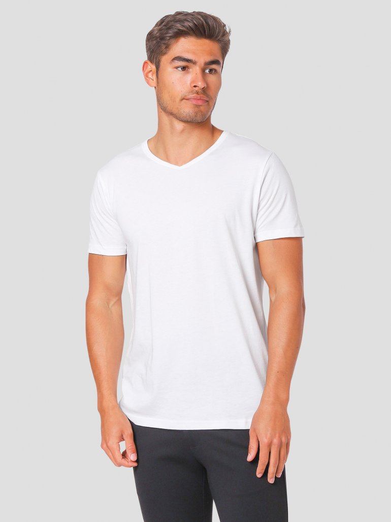 Gnious - Basic v-neck t-shirt i hvid - Herre - XL