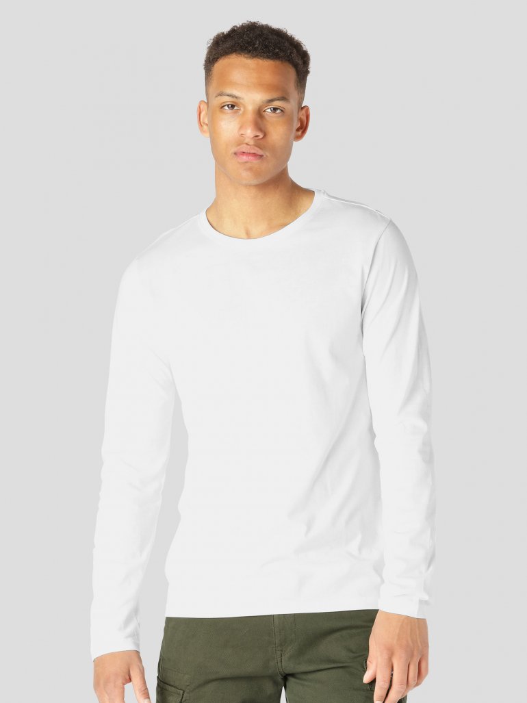 Gnious - Basic langærmet t-shirt i hvid - Herre - XL