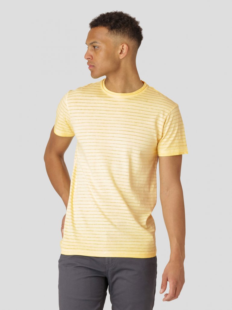 Marcus - Stribet t-shirt i gul - Herre - 2XL
