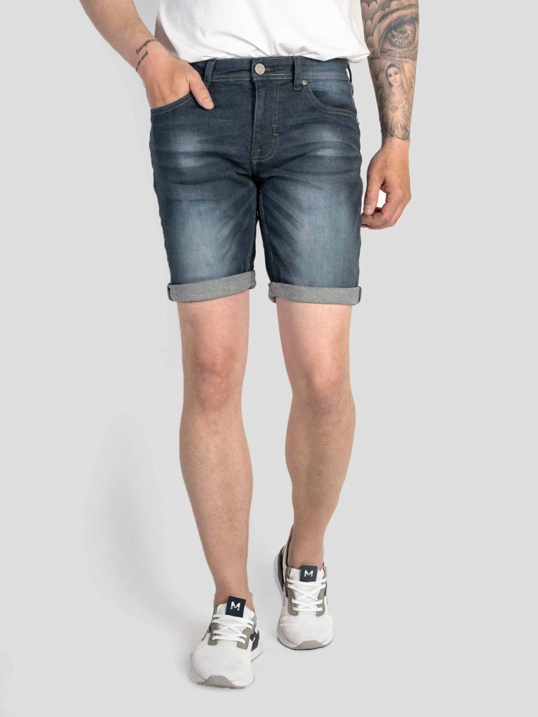 Marcus - Denim shorts i slidt mørkeblå - Herre - 38