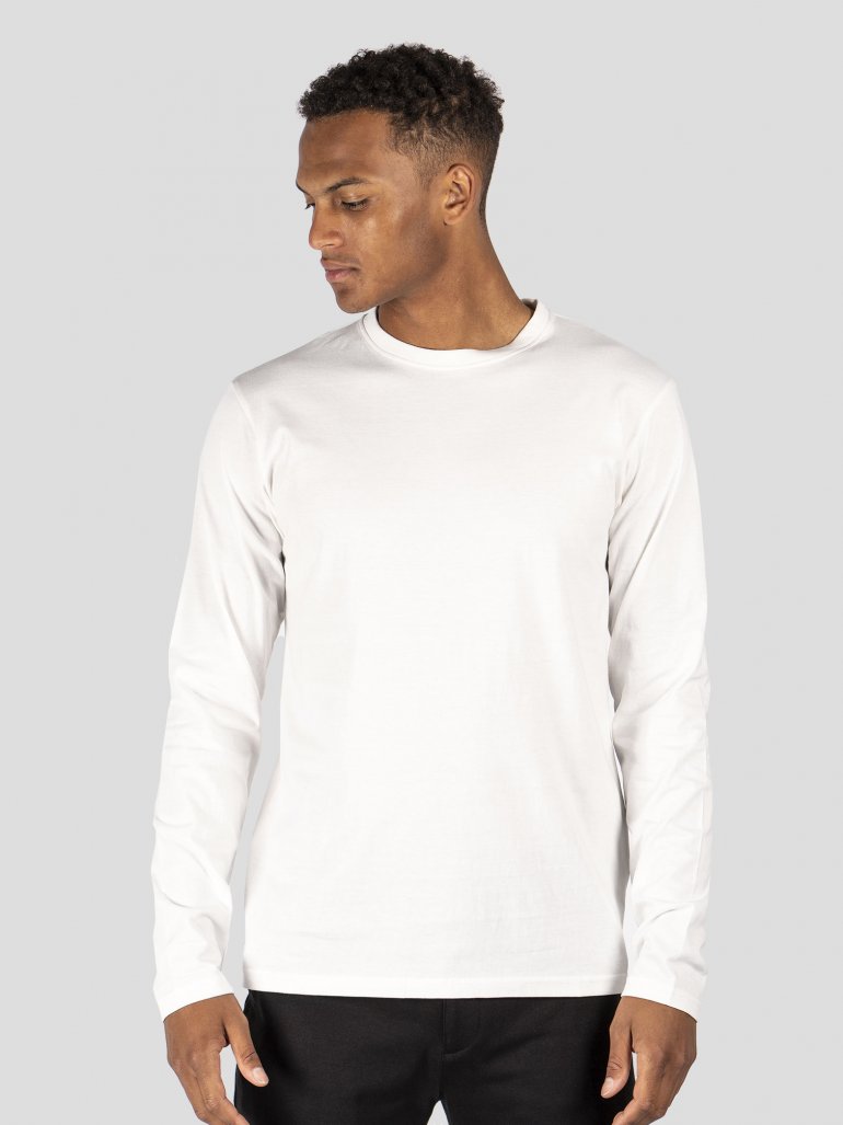 Marcus - Økologisk langærmet t-shirt i hvid - Herre - Medium