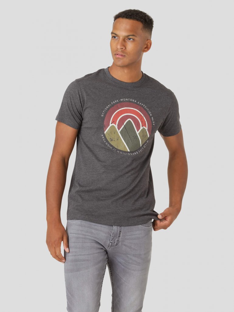 Marcus - Print t-shirt i grå - Herre - 3XL