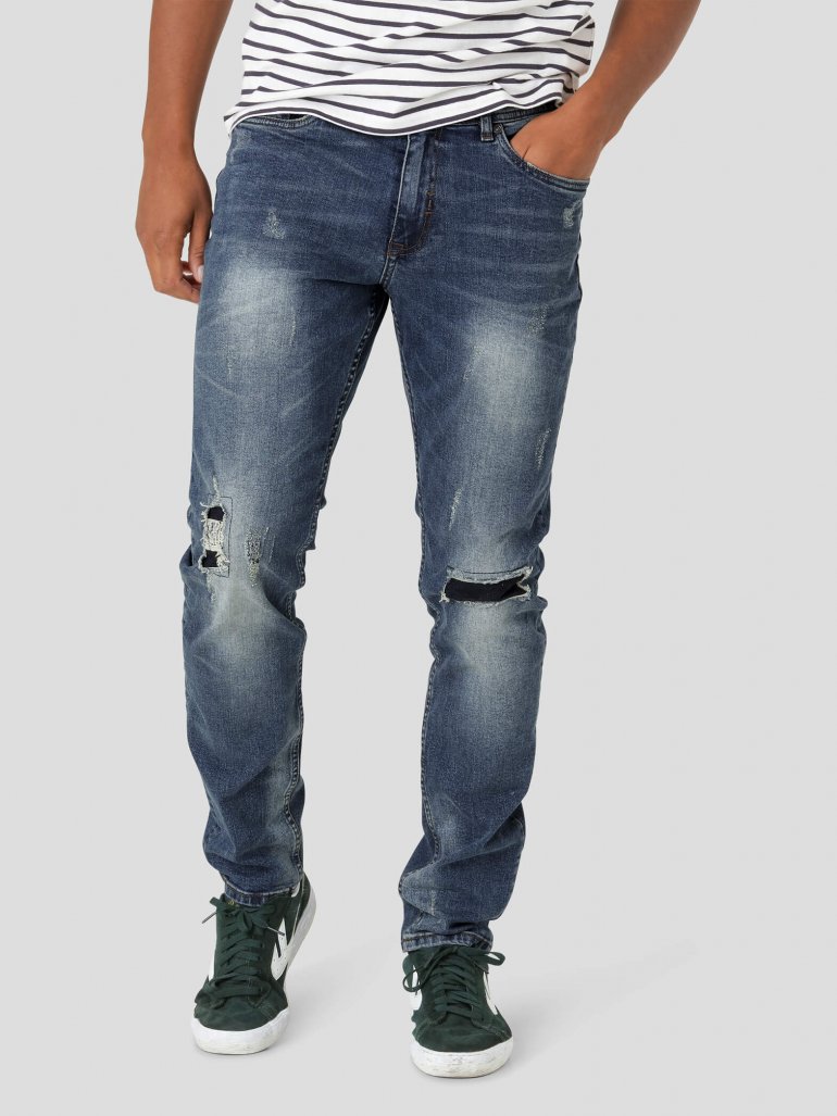 Marcus - Cutler ripped 2163 super stretch jeans - blå - Herre - 42/34