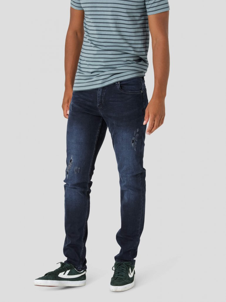 Marcus - Cutler ripped 2166 super stretch jeans - helt mørk blå - Herre - 31/34