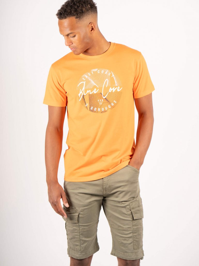 Billede af Marcus - Ian t-shirt med print, orange - Herre - 2XL