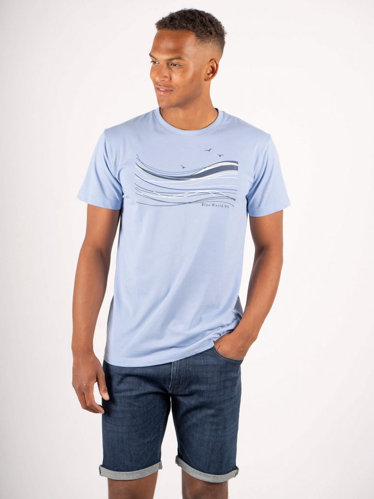 Billede af Marcus - Ripon t-shirt med print, lys blå - Herre - Large